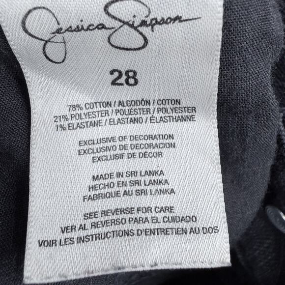 Jessica Simpson Y2K Uptown High Rise Denim Shorts Sz 28 Black Gray Frayed Hem - Picture 9 of 11